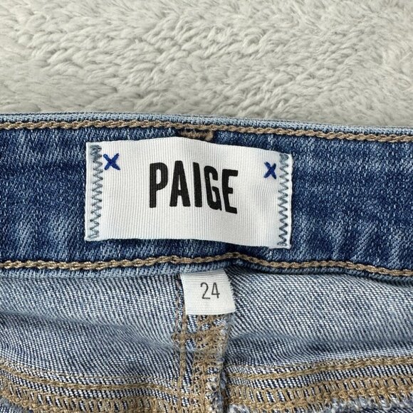 Paige Verdugo Ankle Blue Denim Distressed Jeans 24x27 - Picture 2 of 13